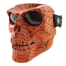 Skull Mask Motorcycle Full Face Coverage Riding Goggles Matte Orange Web