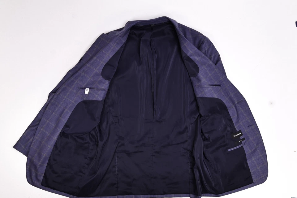 Bonobos Athletic Fit Blue Check Wool Stretch Suit 46 L Pants 38x30 - Image 4 of 4