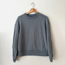 Everlane The Track Oversized Crewneck Organic Cotton Sweatshirt Blue Size Large