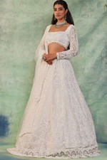Luxury White Heavy Embroidered Bridal Lehenga Choli Set Wedding Wear Designer