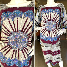 Emilio Pucci Vintage Jeweled Caftan Style Dress w All Over Embellishments Sz 44