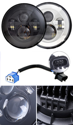 7'' LED Projector Headlight Black 6000K Fit HD Electra Street Glide Softail FLHX