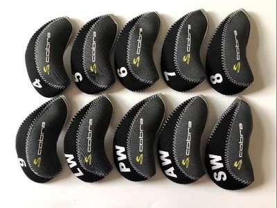 10 Pcs Cobra Iron Headcovers Neoprene Golf Covers 4-9 PW AW SW LW Free Shipp