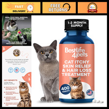 Cat Itchy Skin Relief & Hair Loss Treatment - 400 Pills for Healthy Fur & Skin