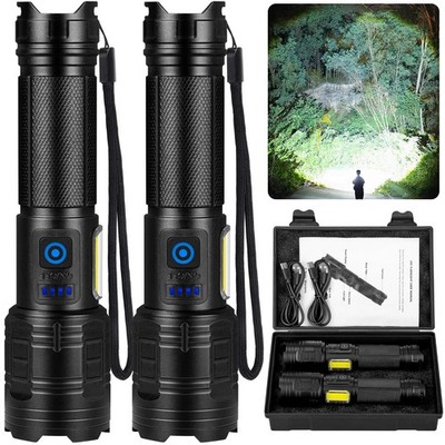 Rechargeable Flashlights 90,000 High Lumens - 2 Pack, Super Bright Flash Ligh...