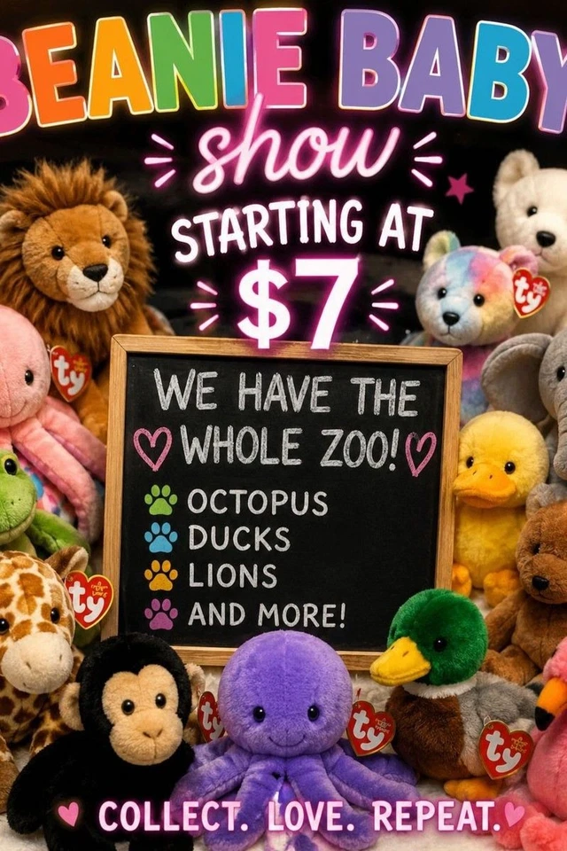 BEANIE BABIES! WEVE GOT THE WHOLE ZOO!! $7 STARTS