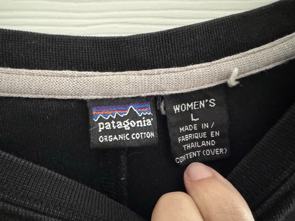 Patagonia Cotton Long Sleeve Black Crewneck Shirt Dress Athleisure Sz Lg - Image 2 of 4