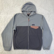 Patagonia Jacket Kids XL 14 Gray Fleece Colorblock Hooded Full Zip Snap Pocket