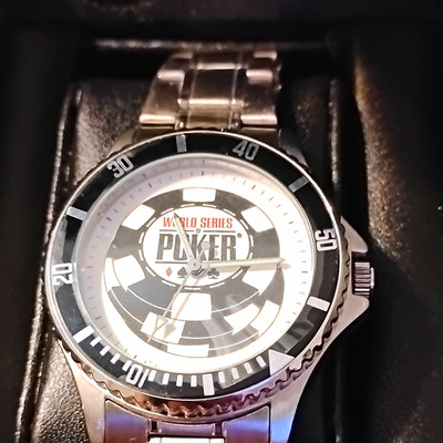 Sweda World Series of Poker Quartz Analog Watch Black Bezel Silver Bracelet