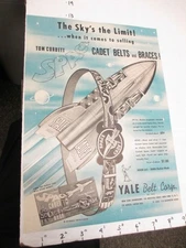 Tom Corbett Space Cadet 1951 ABC TV show rocket belt suspenders hat cap print ad