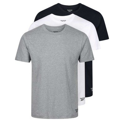 Reebok Herren 3er Pack Crew Neck Tee Santo - Schwarz/Weiß/Grau meliert
