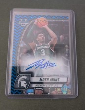 2024-25 Bowman Chrome University #80 Jaden Akins Black Blue Stealth Auto 006/100