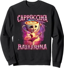 Ballerina Cappuccina Italian Brainrot Character Unisex Crewneck Sweatshirt