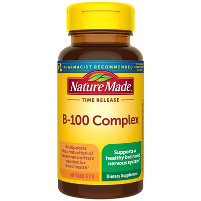 Time Release Vitamin B-100 High Potency B Complex, Dietary Supplement for Ner...