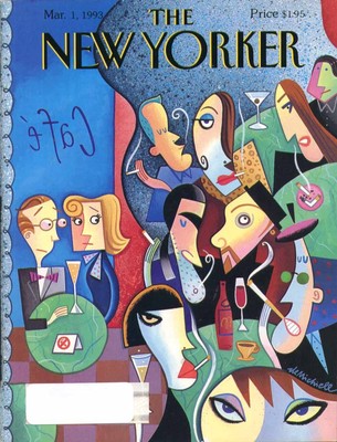 New Yorker cover Michielli Cubist café scene 3/1 1993