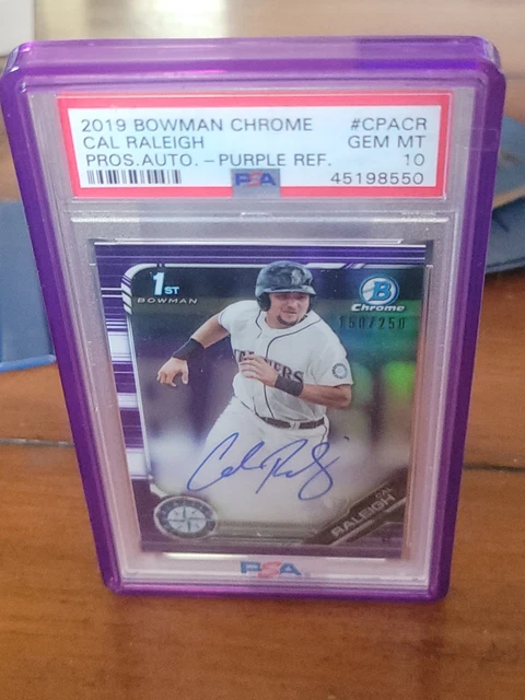 2019 Bowman Chrome 1st Bowman Auto Purple Refractor /250 - Cal Raleigh - PSA 10