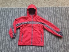Columbia Boys Rain Jacket Red Hooded /Pockets Size 10-12