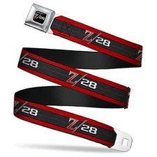  Seatbelt Belt - 1969 Camaro Z/28 Emblem/Stripe Red/Black/Gray/Silver - 1.5" 