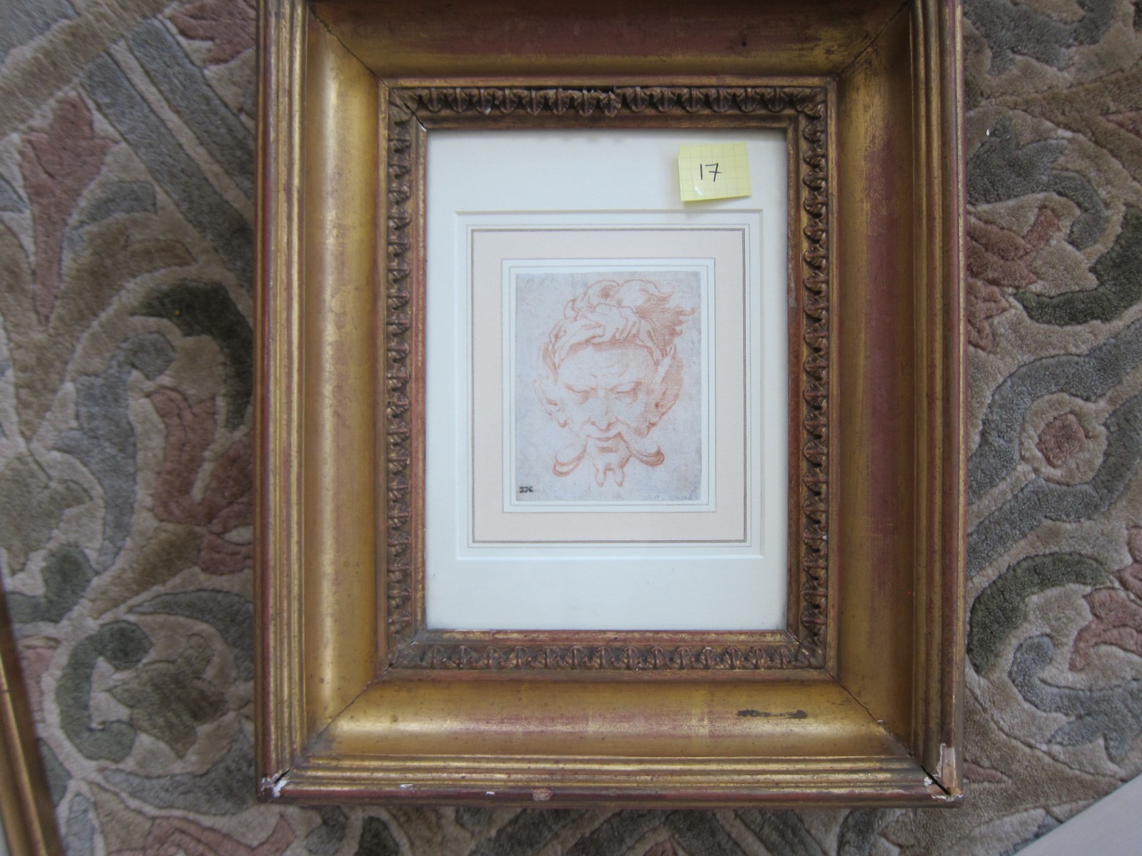 17th Century Florentine School Original Red Chalk Drawing Classical Visage