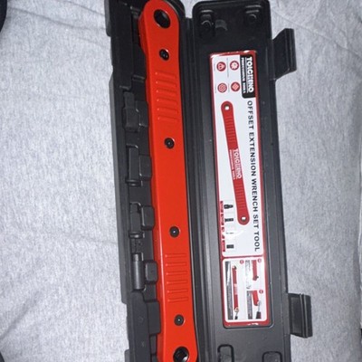 TOLCHENO 5 Piece Offset Extension Wrench Set, 1/4 3/8 1/2 in, Red Black