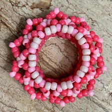 Pink 3D Kandi Cuff Bracelet - Handmade Rave Jewelry - Pony Bead EDC Festival