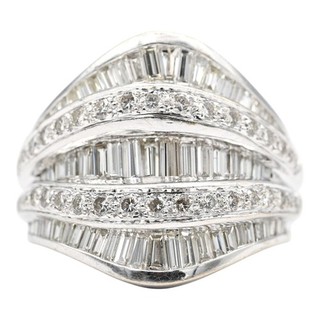 MODERN LADIES DIAMOND 5 ROW CLUSTER RING 2.10CTTW 18K WHITE GOLD SIZE 7