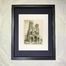 Louis Auguste Lepère "Rheims Cathedral" CUSTOM FRAMED Art