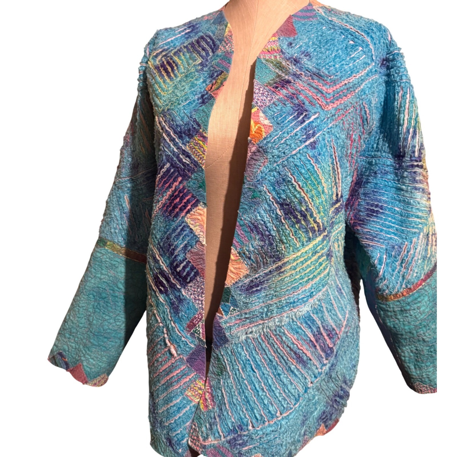 Handmade W Large Quilted patchwork Jacket Reversi… - image 12