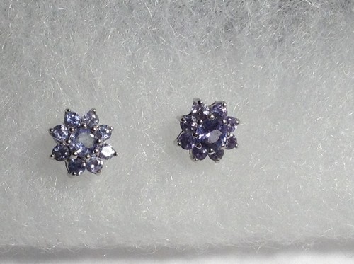 Tanzanite Martini Solitaire Stud Earrings in Solid 14K Gold Round 5mm