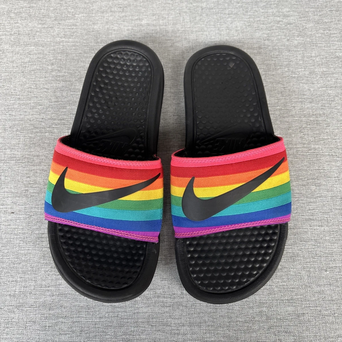 Nike Men's Benassi JDI BETRUE Sandals Size 5 Rainbow LGBTQ