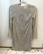 Eliza J Dress Sequins Size 2 Silver Long Sleeve New Without Tags Party Cocktail