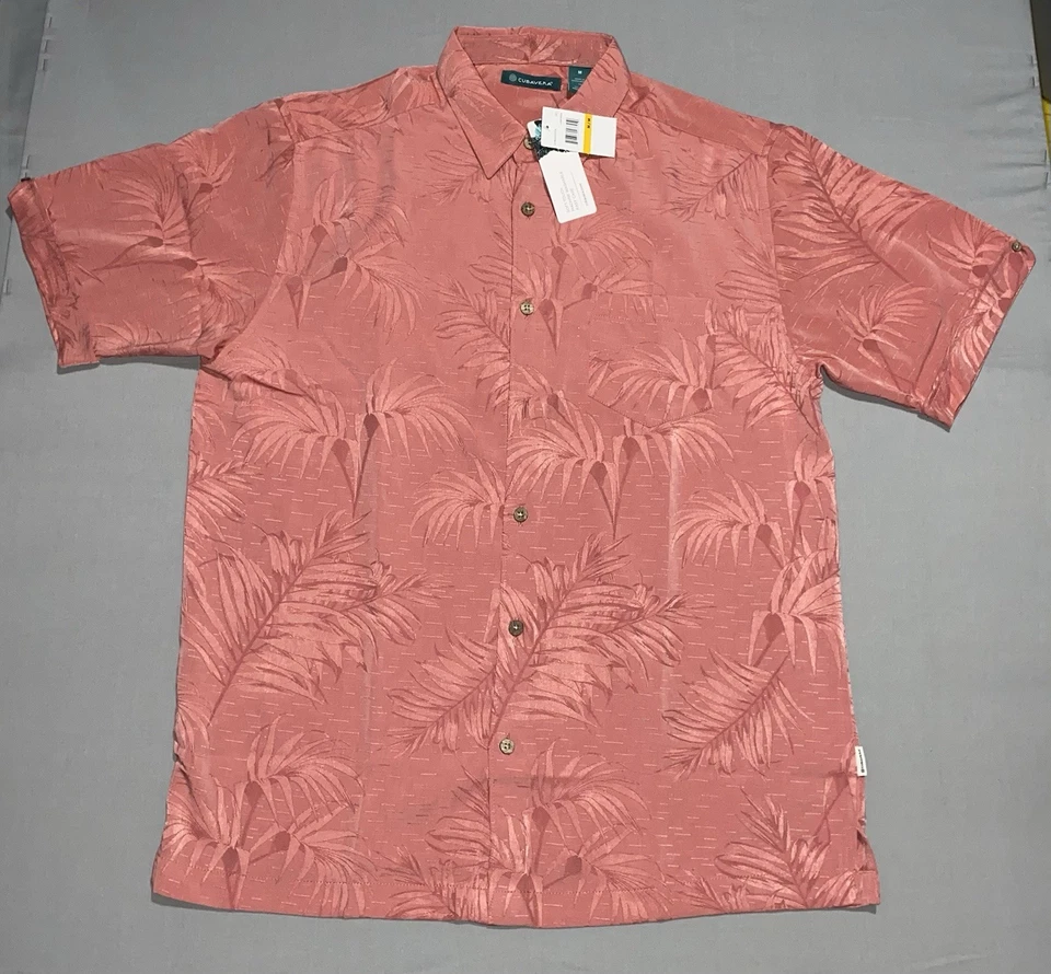 Cubavera NEW Tropical Button-up Shirt Floral Beach Pink Salmon Size M - Image 3 of 4