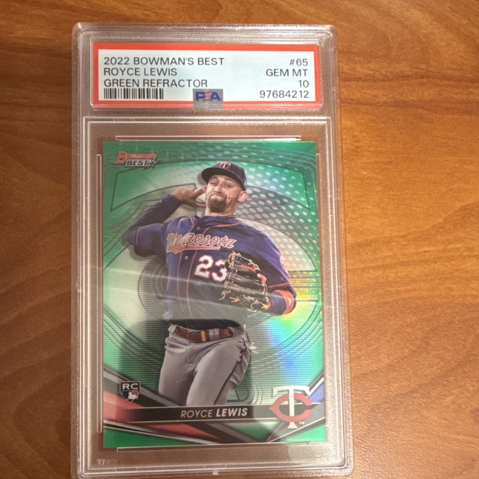 Topps 2022 Bowman's Best Royce Lewis #65 Green Refractor /99 PSA 10 Twins MLB