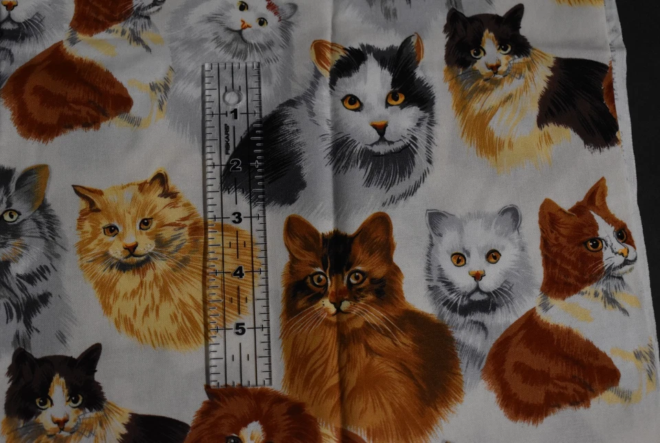 SHAMASH & SONS cotton fabric PATT # 3906 Cats on Cream FELINE 1/2 Yard X 45" - Image 4 of 4