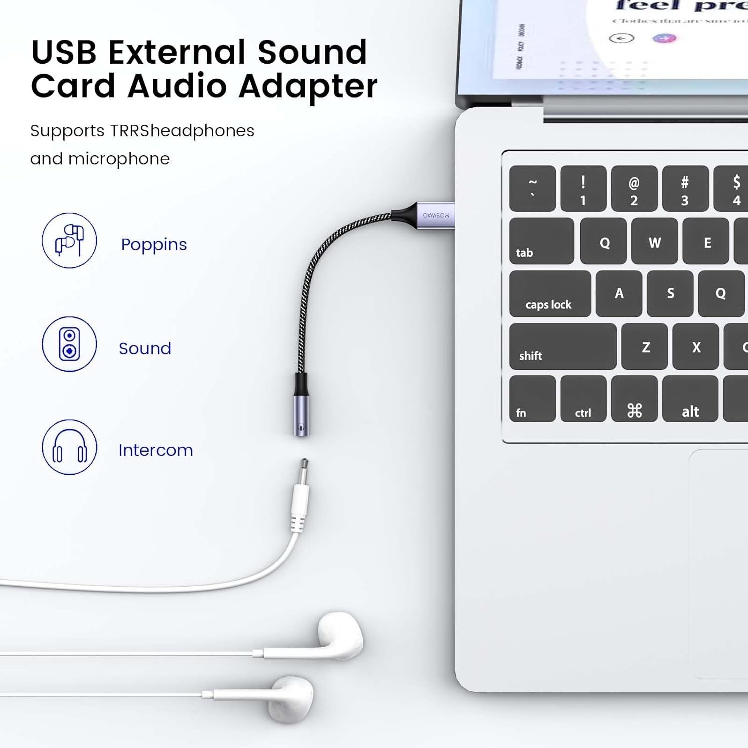 USB auf 3,5 mm Klinke Audio Adapter Externe USB A Soundkarte auf AUX Stereo Ko