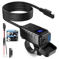 QC 3.0 Motorcycle Phone Super Fast Charger Adapter Dual USB GPS LED Waterproof