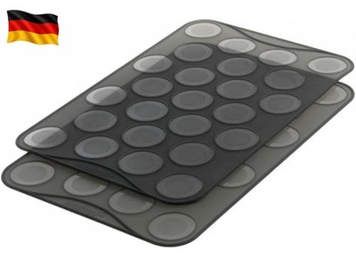 Mastard Macarones Backblech 2er Set - 25 Vertiefungen - ausfüllbarer Rand - 