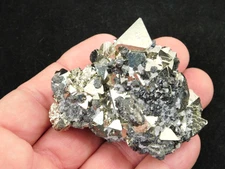 PYRITE Crystal Cluster with AAA PYRAMID Shaped Crystals & Sphalerite Peru 168gr