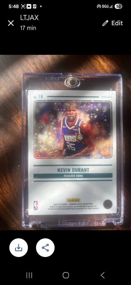 Óptica Panini Donruss 2024-25 Kevin Durant mítica SSP Foto 2 de 2