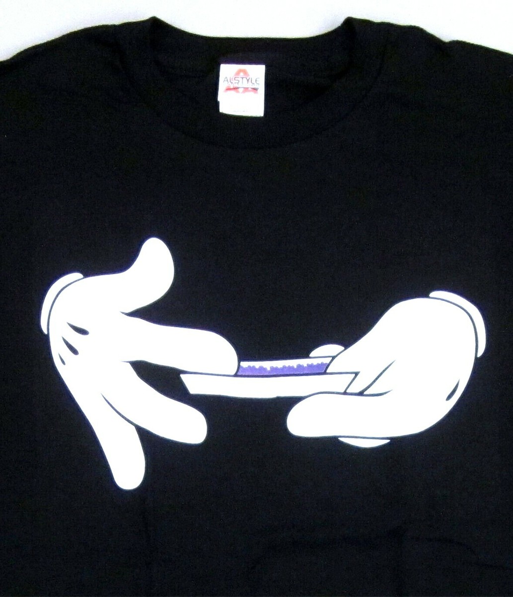 Marijuana T-shirt Mickey Hands Rolling Joint Purple Kush 420