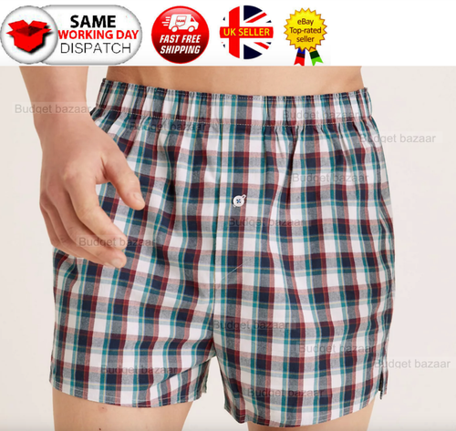 3 Pairs Mens Woven Boxer Shorts Trunks 