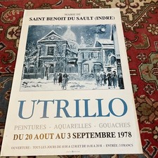 UTRILLO Affiche Expo Saint Benoit Du Sault (Indre) 1978 Bel État Rarissime !