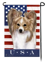 Patriotic USA Garden Flag - Lemon and White Papillon 097B