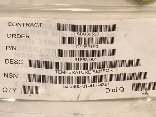MARATHON NORCO AEROSPACE 31663-001 MILITARY TEMPERATURE SENSOR fd2J72 - Picture 2 of 3