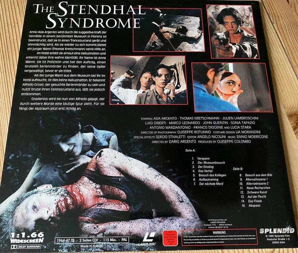 Laserdisc The Stendhal Syndrome Widescreen Dolby Surround Pal deutsch - Bild 2 von 2