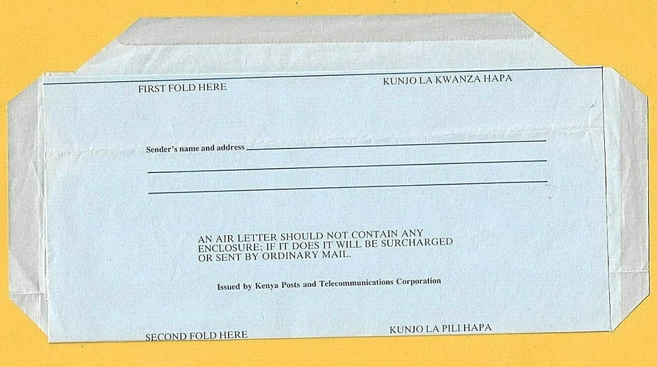 Papelería Postal Kenia 1986 - AEROGRAMA Carta Aérea (Elefante) - Como Nueva sin usar Foto 2 de 2
