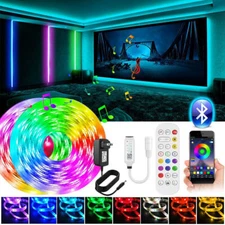 16.4ft 65.6ft 5050 LED Strip Lights Bluetooth Control Music Sync for Indoor Room