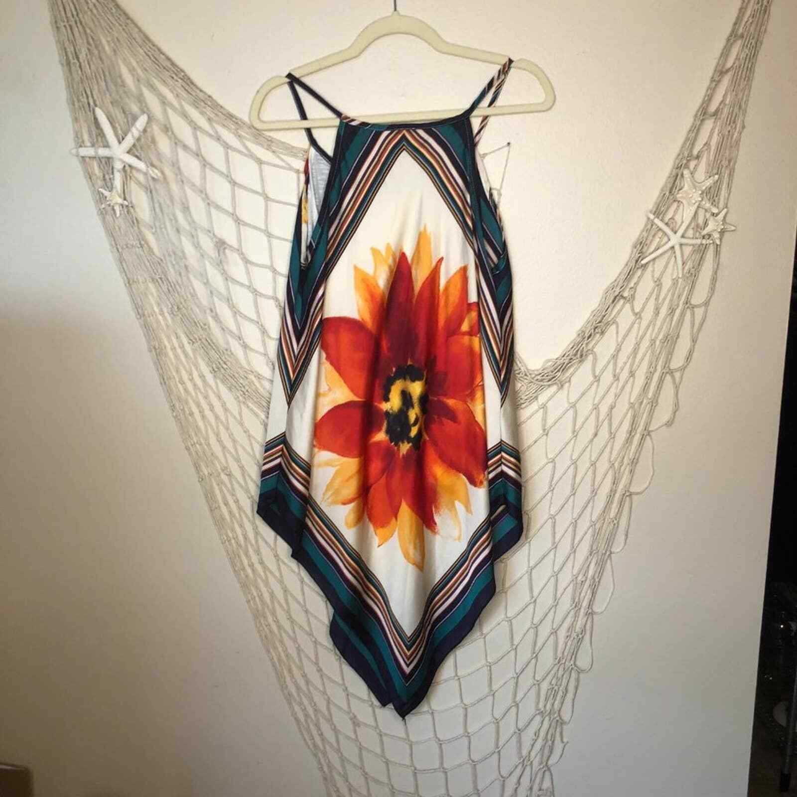 Vintage 1990s MIND CODE Graphic Flower Scarf Dres… - image 6