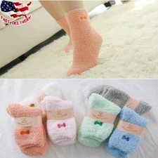 5 Pairs Womens Winter Soft Cozy Fuzzy Warm Crew Socks Non-Skid Home Slipper 6-10