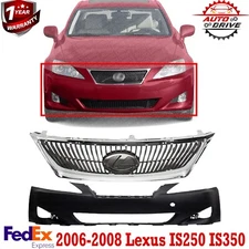 Front Bumper Cover Fascia & Grille Assembly Kit For 2006-2008 Lexus IS250 IS350